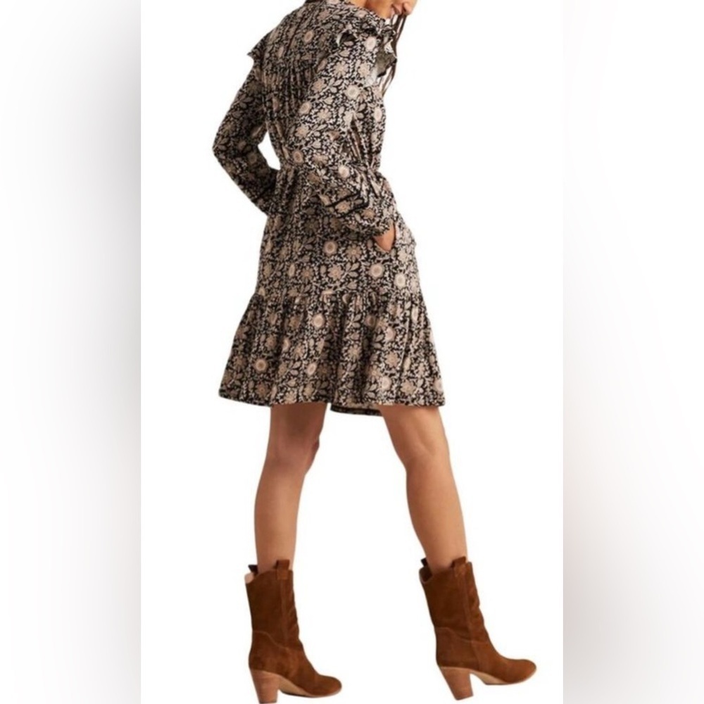 NWT Boden Black Floral Trim Detail Jersey Mini Dress US 10R - Picture 2 of 16